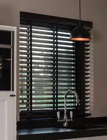 Ahşap Jaluzi Kurdelalı 50 Mm- Siyah