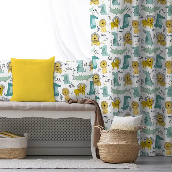 Çocuk Odası - Çocuk Odası Fon Perde Evim1088 Kumaşı Kalındır Duck Bezi Değildir- Mavi-beyaz