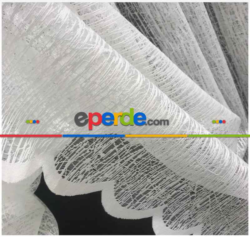 Salon Tül Perde - Örme Ağaç Kabuğu Desen Fransız Dantel Tül Perde