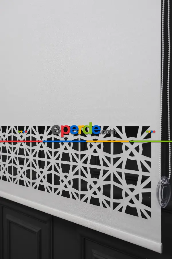 Salon Stor - Ekru Renk Lazer Kesim Mat Stor Perde (ister Düz - İster Lazer Kesimli Satın Alın)