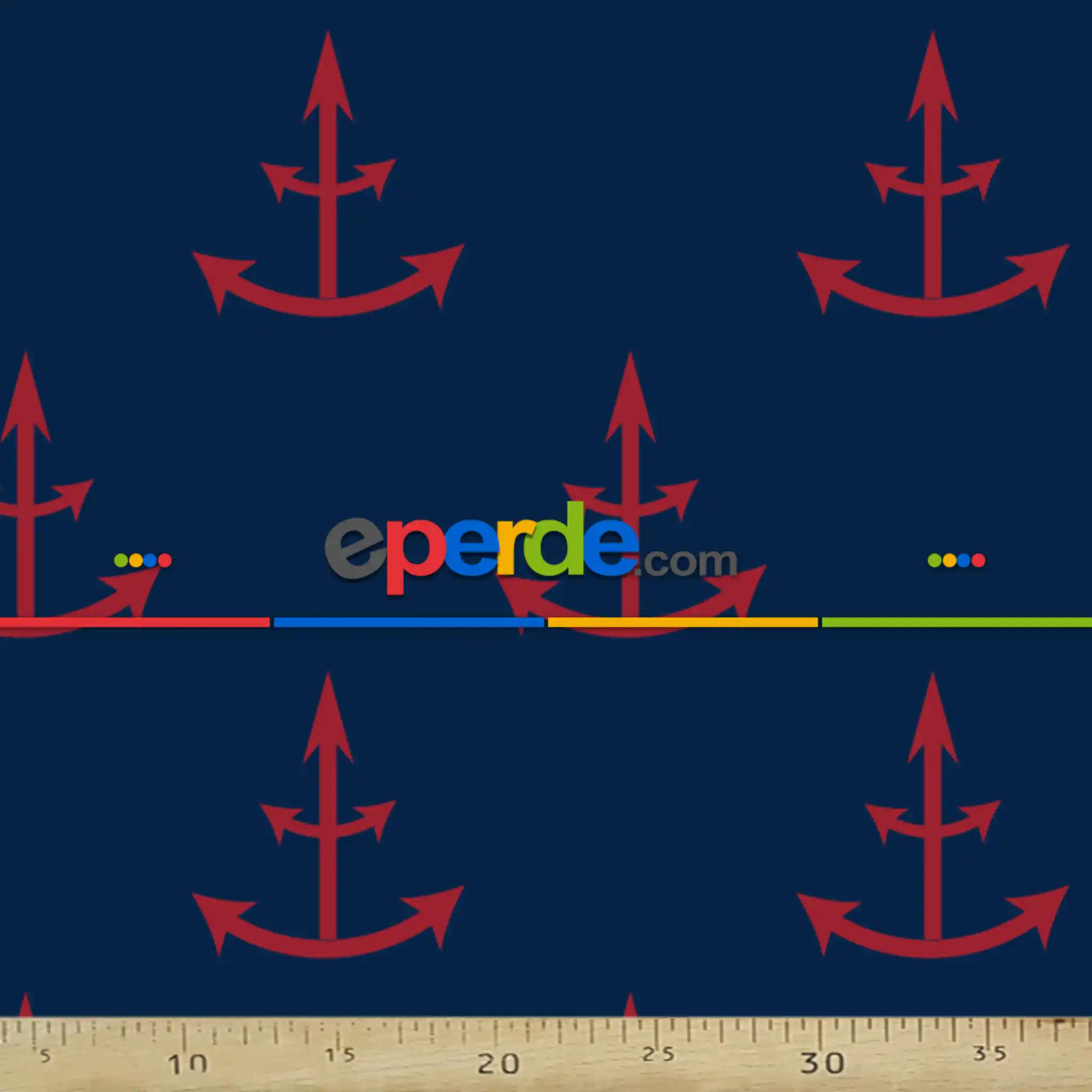 Bebek Odası Fon - Çapa Desenli Fon Perde Evm408-10 Kumaşı Kalındır Duck Bezi Değildir- Lacivert