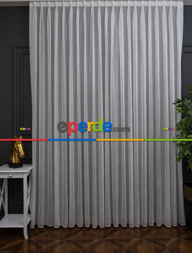 Genç Odası Keten Tül Ütü İstemez Dökümlü Tül - İtinalı Dikiş - Amerikan Pile