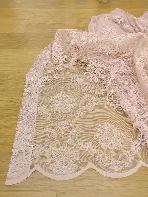 #üreticifirma Damask Desenli Tül Perde 1.kalite- Pembe Pudra Pembe