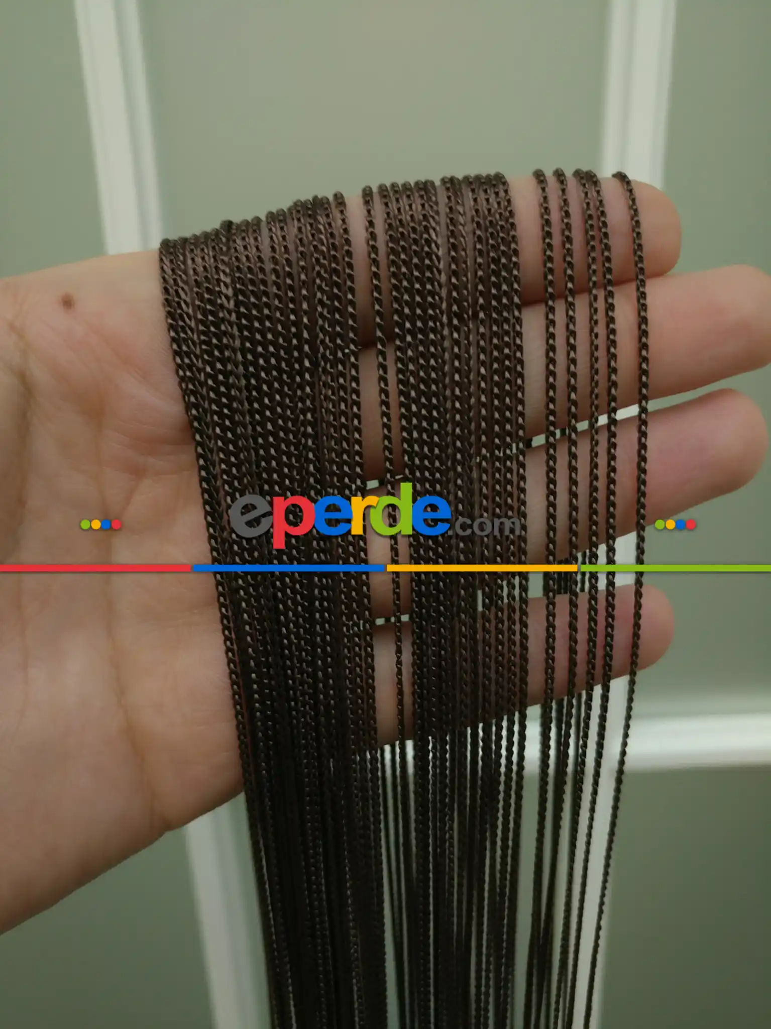 İp Perde - İnce Zincir Serisi İp Perde (beyaz, Krem, Gri, Kırmızı, Bordo, Siyah, Mavi, Pembe, Sarı)- Kahverengi-kahve