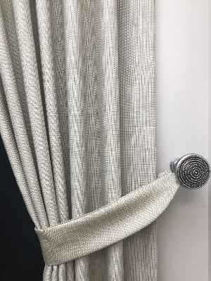 Krem Desenli Jakar Fon Perde- Krem