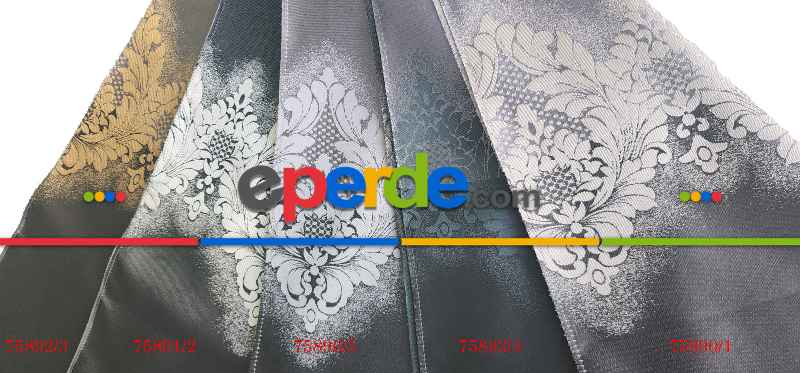 Siyah Gri Fon Perde, Damask Desenli, Taç Marka, Adet Fiyatıdır, İstediğiniz Boy Ölçüsünde Dikilir, Eni 70 İla 100cm Arası Seçenekler, Sık Piledir 70cm X 290cm 