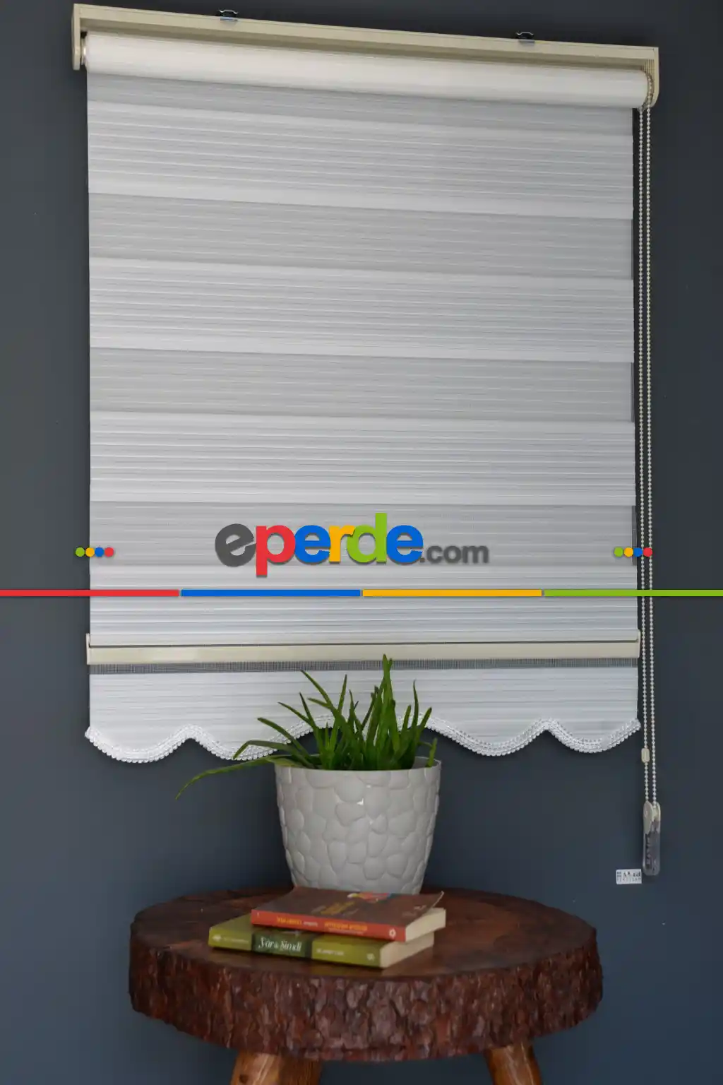 Halim Perdesan Gp-01 Beyaz Renk Etekli Veya Eteksiz Geniş Pliseli Zebra Stor Perde