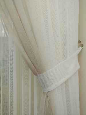 Ekru-koyu Krem Geçişli Tül Fon Perde#- Krem Koyu-ekru