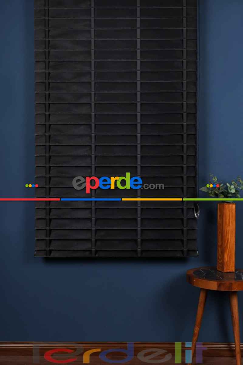 Siyah 50mm Silüet Kumaş Jaluzi Perde