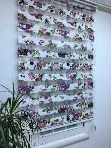 Zebra Perde- Kavanoz Baskılı Zebra Perde- Pembe-mor