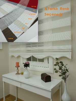 Geniş Pileli Zebra Perde- Gri-Füme-Antrasit-Ekru-Kahve-Sütlü Kahve