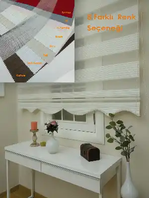 Geniş Pileli Zebra Perde- Gri-Füme-Antrasit-Ekru-Kahve-Sütlü Kahve