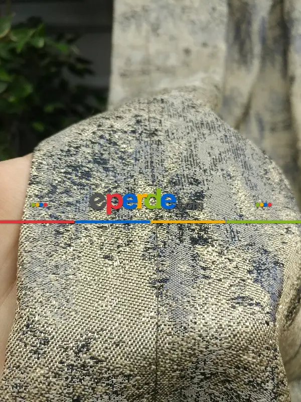 Yatak Odası - PatineDesenli Bej Jakar Fon Perde (180)- Krem Koyu