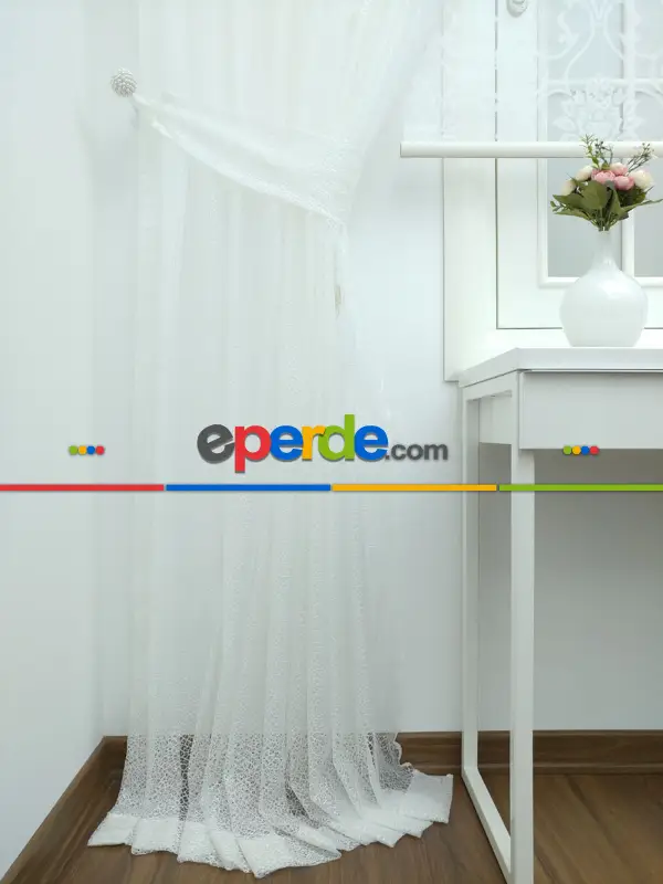 Ekru Kdk Örme Tül Fon Perde#- Ekru