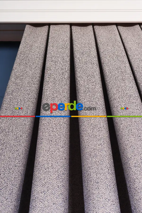 Salon Fon Perde - Bremen Lacivert-vizon Jakar Dokuma Pano Fon Perde