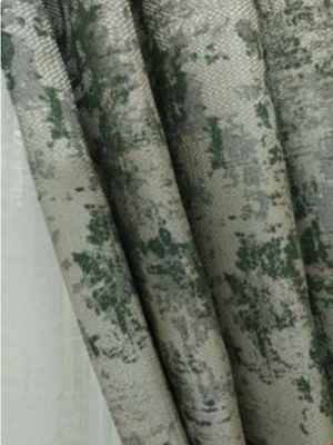 Patinedesenli Bej Yeşil Desenli Jakar Fon Perde (285 En)- Yeşil
