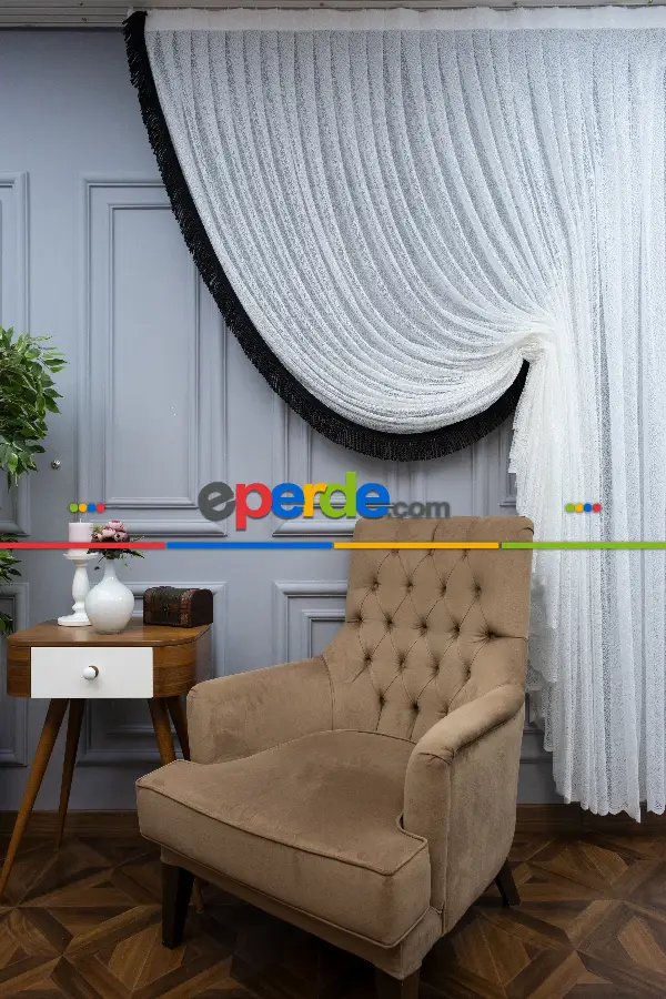 Mutfak - Empoli Örme Kruvaze Tül Perde- Ekru