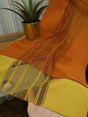 2021 Sezonu - Tül Dikey Zebra Perde - Stor Tül Perde Hepsi Birarada- Turuncu-ekru-hardal Sarısı