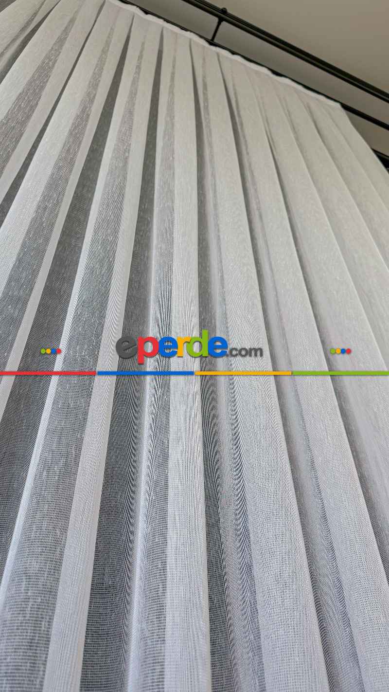 Oturma Odası - Ütü İstemeyen Ekru Keten Tül Perde - Yüksek Gramajlı - Şantuk Kurşunlu Tül