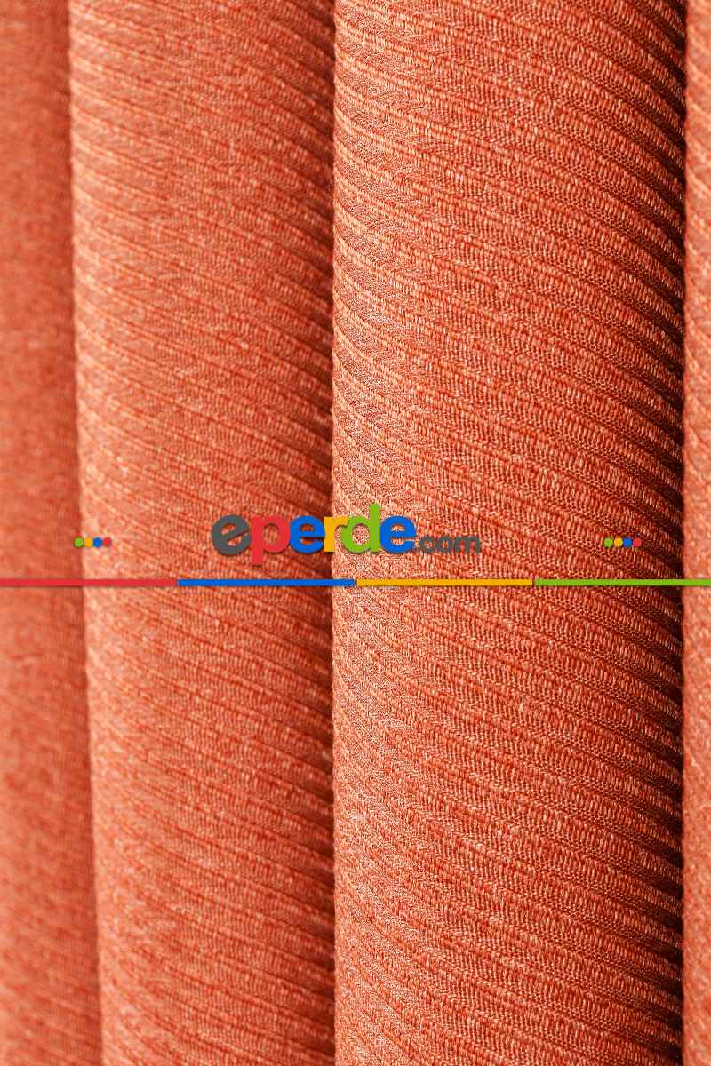 Yatak Odası - Turuncu Jakar Dokuma Fon Perde