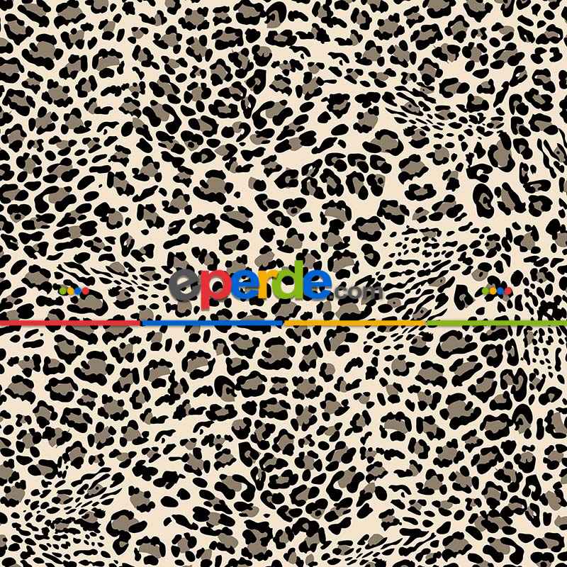 Leopar Desenli Fon Perde Evm259 -l - Kumaşı Kalındır Duck Bezi Değildir.- Krem-Kahve