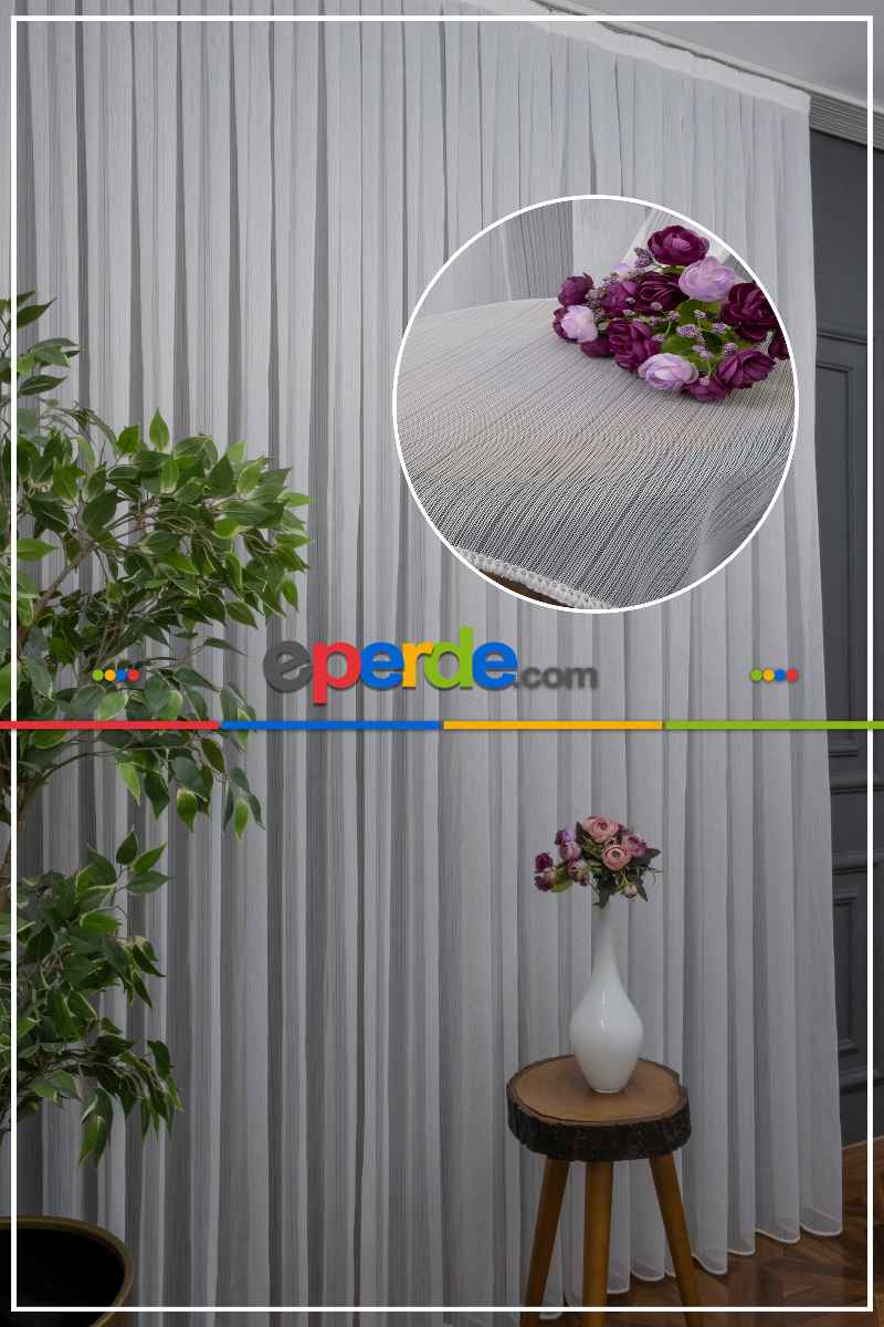 Brillant Mat Çizgili Tül Keten Görünümlü - Yüksek Kalite