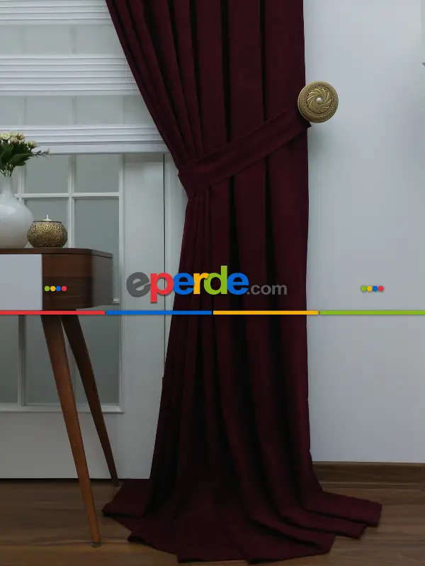 Mürdüm Düz Fon Perde (280 Eninde)- Mürdüm