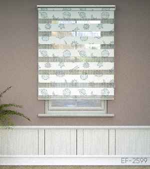 Gezegen Desenli Baskılı Zebra Perde- Çok Renkli