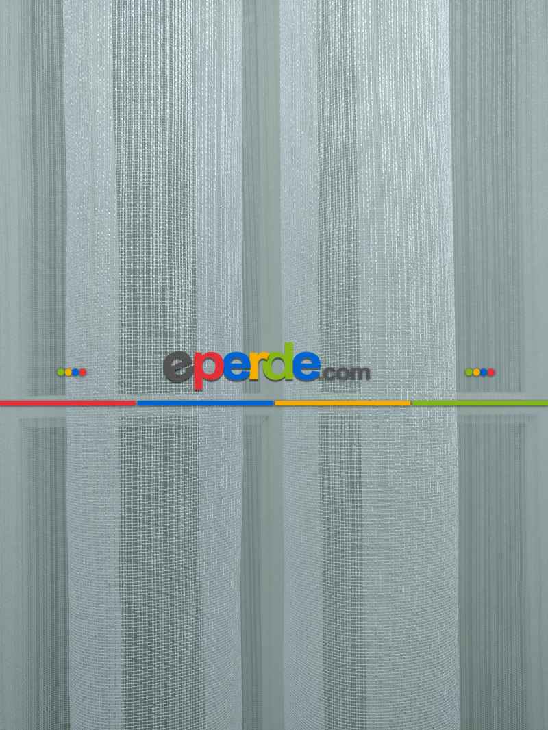 İnce Çizgili Tül Perde Çizgi Tül Sade Yeni Tasarım Model- Ekru - Kurşunlu Tül