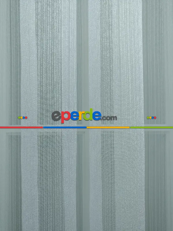 İnce Çizgili Tül Perde Çizgi Tül Sade Yeni Tasarım Model- Ekru - Kurşunlu Tül