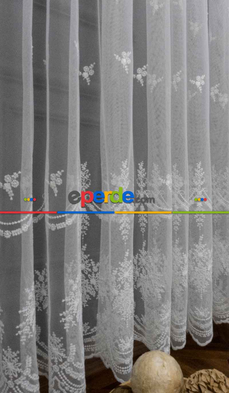 Salon Tül - Serpme Desen Grek Petek Tül Salon Oturma Odası Tül Perde Nakış İşleme Model