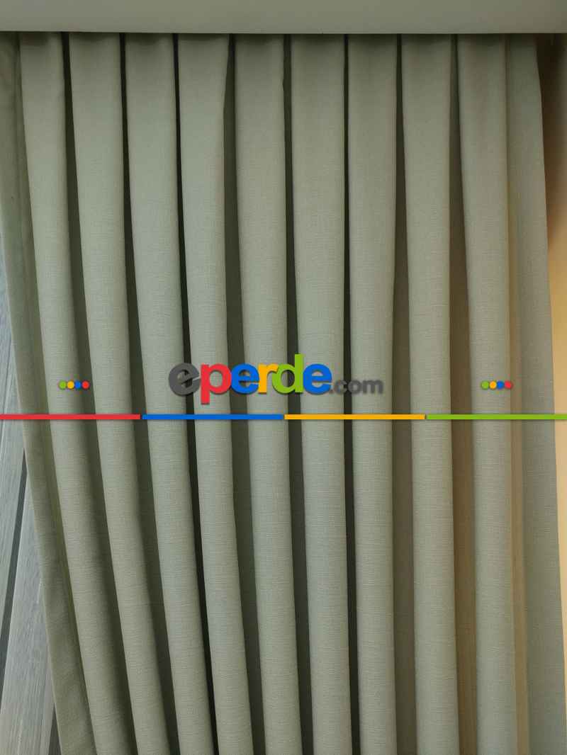 Keten Krem Renk Düz Fon Perde- Krem