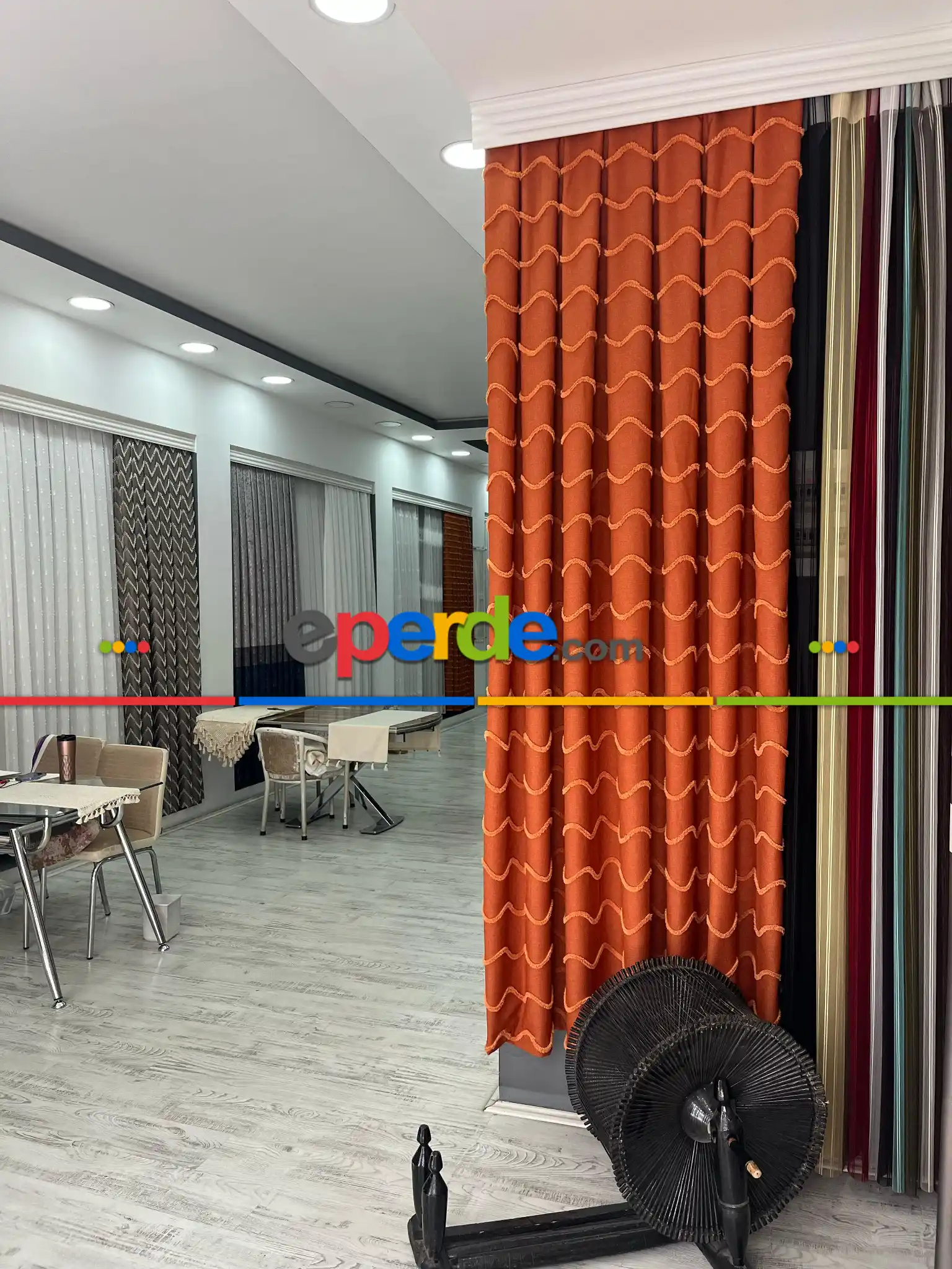 Sultan Desenli Keten Fon Perde - Gri