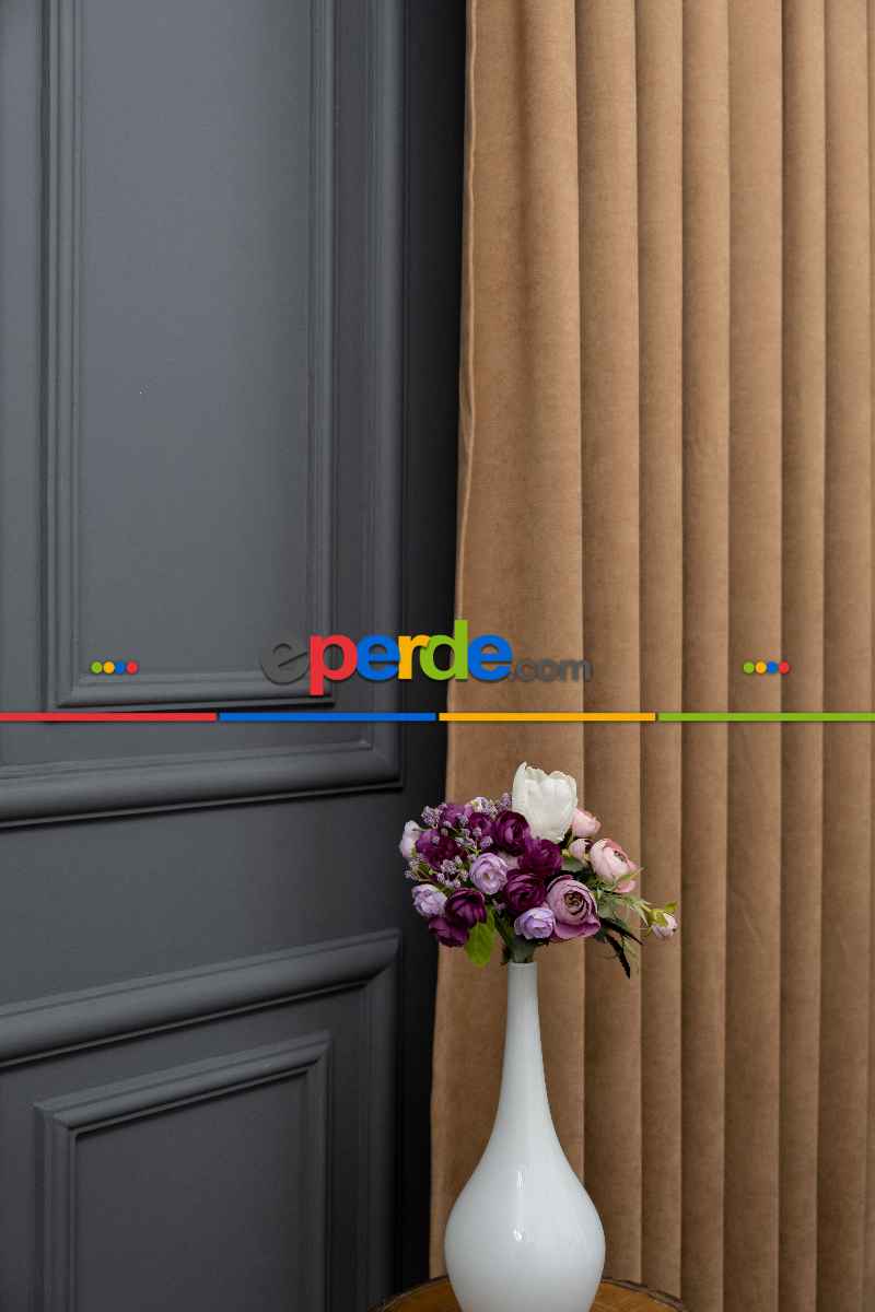 Kakao Rengi Düz Fon Perde En Dökümlü Fon Perde