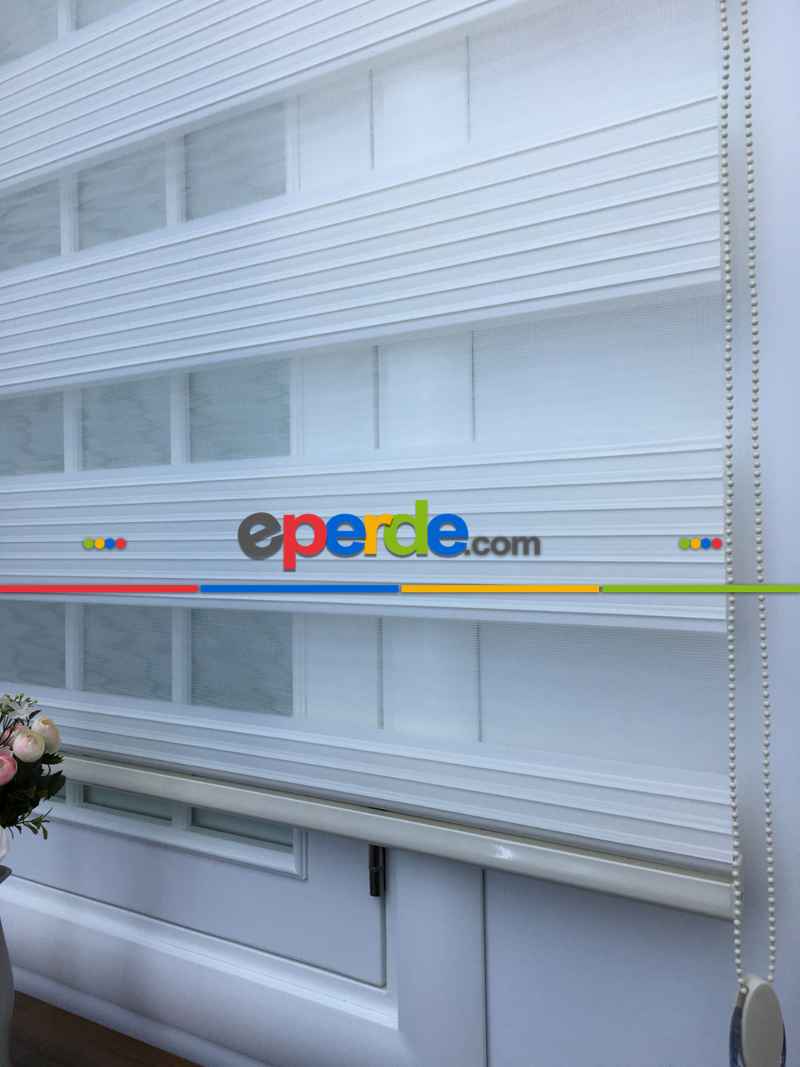 Oturma Odası - Zebra Perde - Geniş Pileli Zebra Perde- Ekru