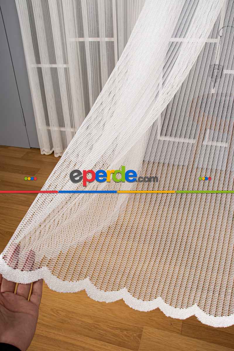 Salon Tül Modelleri - Düz Dantel Zemin Örme Tül Perde Ütü İstemez
