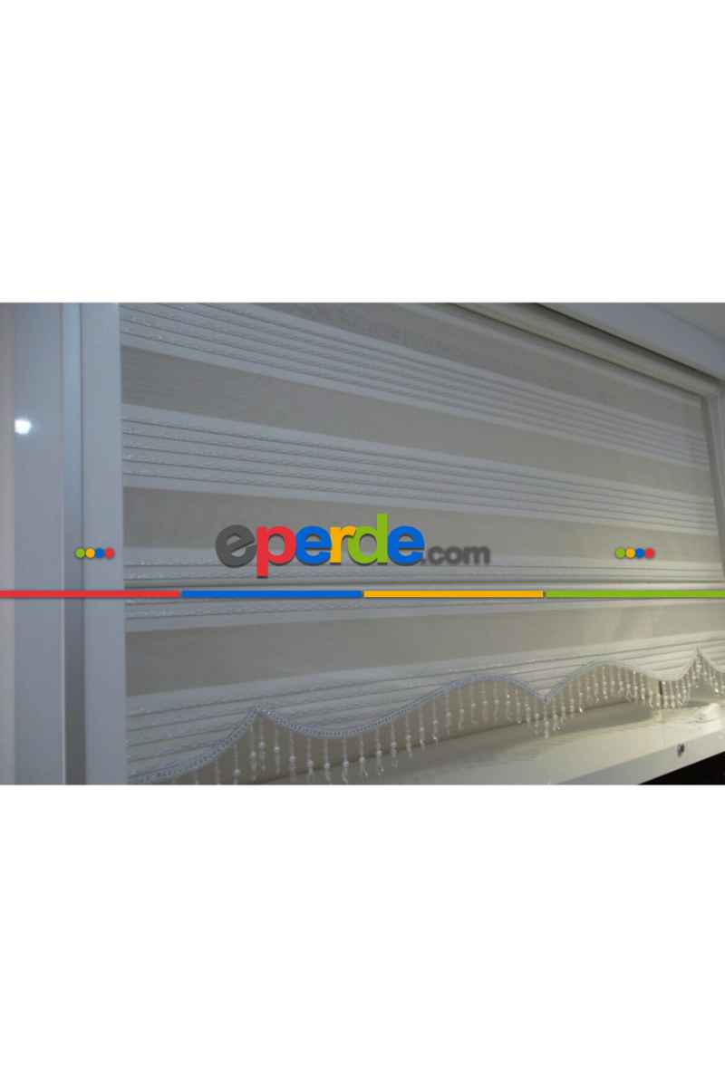 Brillant Boncuklu Zebra Perde Pliseli 100x200