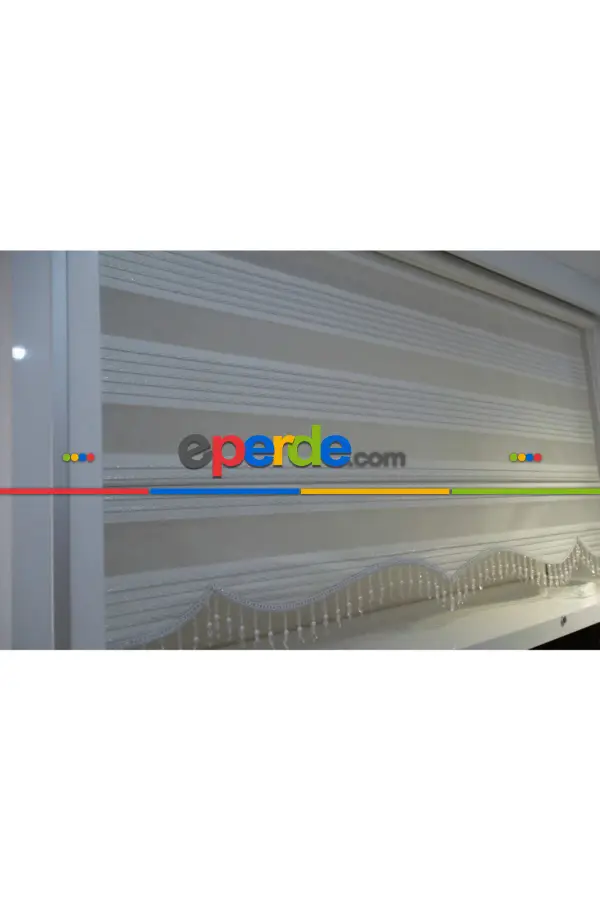 Brillant Boncuklu Zebra Perde Pliseli 100x200