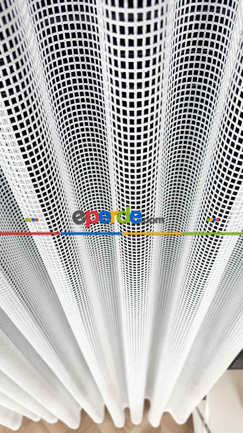 Ekru File Tül Perde, Ağır Gramajlı Premium Seri