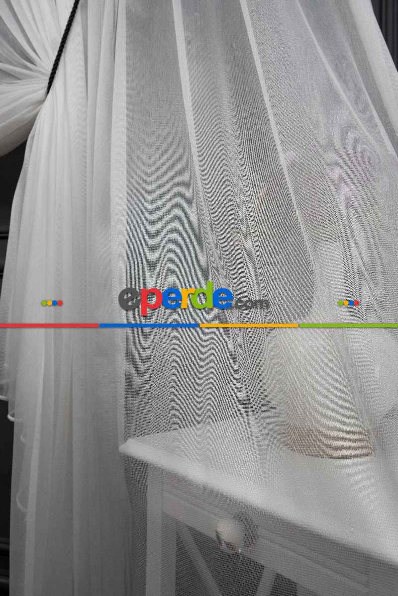 Salon Tül - Ekru Monaliza Dökümlü Tülden Yalancı Kruvaze - Tülden Fon - Yana Toplamalı Tül - Kordon Toplama Tül - Çift Veya Tek Kanat - Kurşunlu Tül - Kordon Renkleri Mevcut