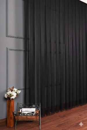 Siyah Grek Düz Tül Perde