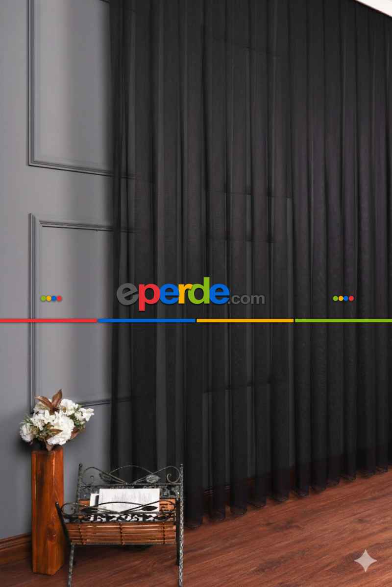 Siyah Grek Düz Tül Perde