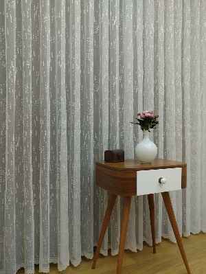 Özel Örme Dokulu Tül Perde- Ekru