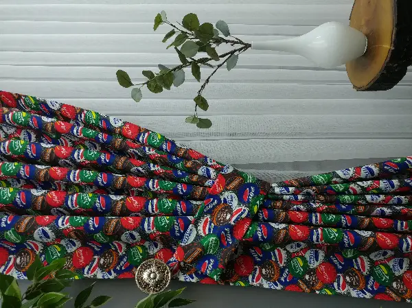 Pop-art Desenli Fon Perde Evm435 -p - Kumaşı Kalındır Duck Bezi Değildir.- Mavi-Kahve-Çok Renkli