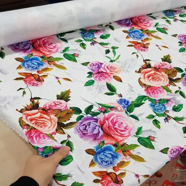 Çiçek Desenli Fon Perde Evm424 - Kumaşı Kalındır Duck Bezi Değildir.- Yeşil-Mavi-Beyaz-Mor-Çok Renkli