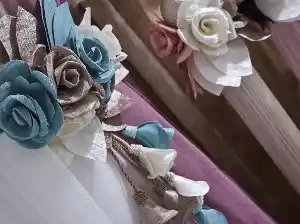Çiçek Braçol Fon Bağı - Çok Renkli- Turkuaz-ekru-kum Beji