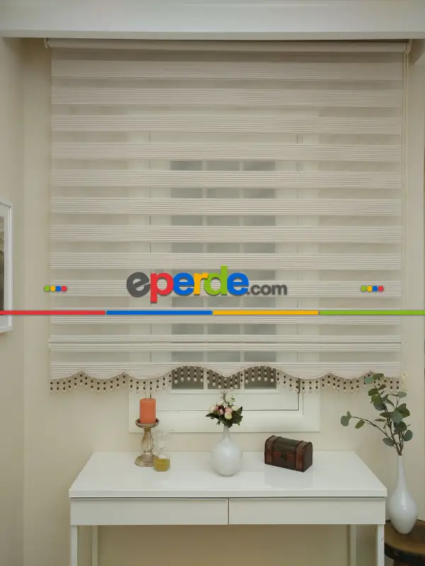 Salon Zebra - Zebra Perde - Dar Pileli Zebra Perde- Bej