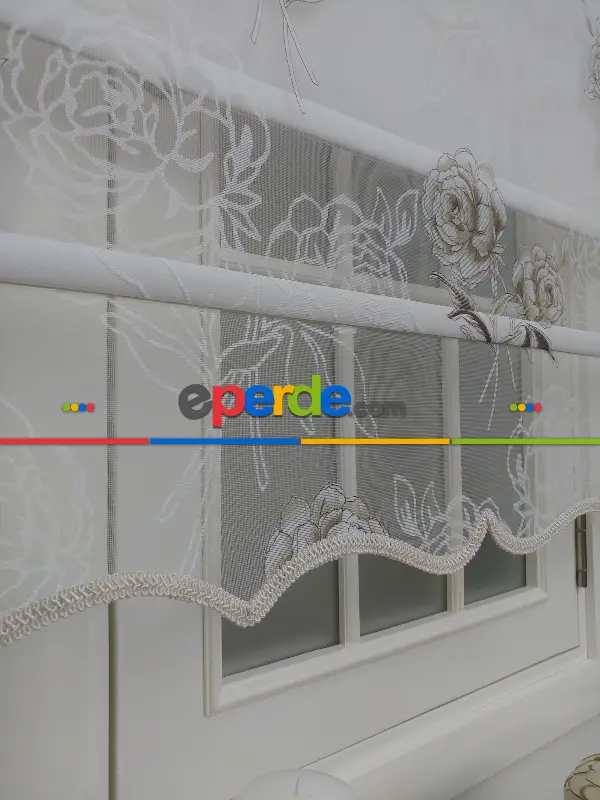 Çiftli Sistem Yakma Zemin Kahverengi Gül Desen- Kahverengi-kahve Açık-altın Simli- Çok Renkli 3