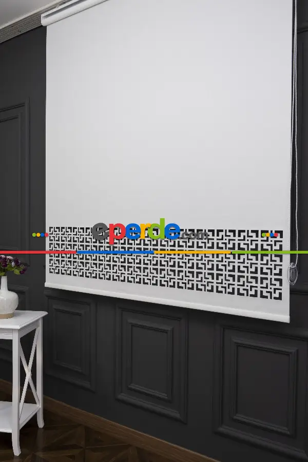 Yatak Odası - Ekru Renk Lazer Kesim Mat Stor Perde (ister Düz - İster Lazer Kesimli Satın Alın)