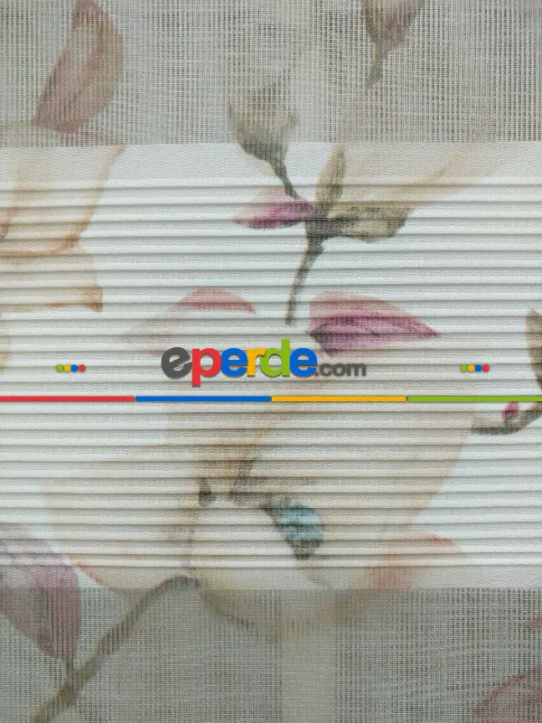 Salon Zebra Perde - 2021 Sezonu - Zebra Perde - Dijital Baskılı Çiçek Desenli Zebra Perde- Bej